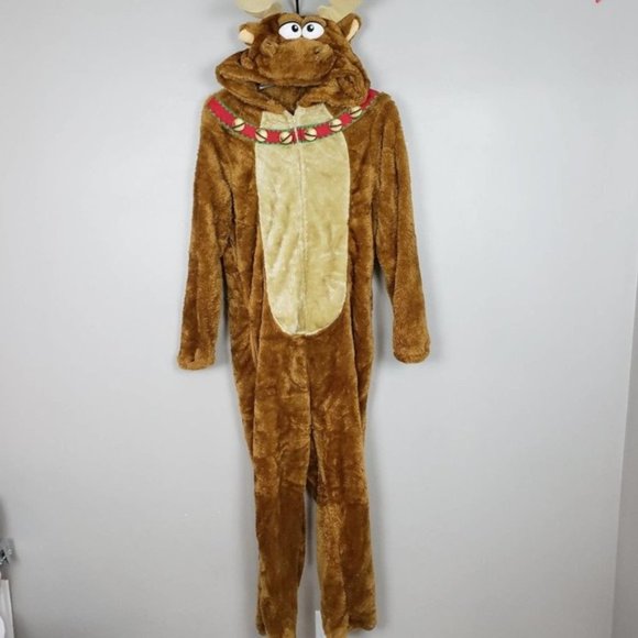 Christmas Moose Reindeer Adult Onsie Union Suit - Picture 6 of 9